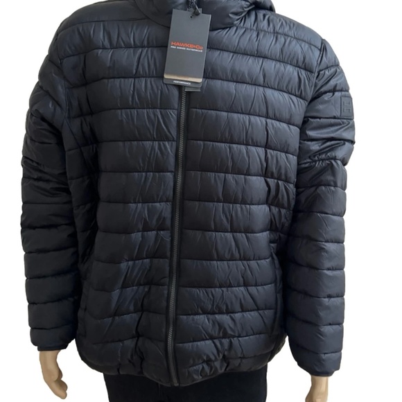 HAWKE & CO Men Winter Puffer Hooded Jacket Coat Sherpa Lined Black XLB - Picture 1 of 9